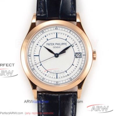 ZF Factory Patek Philippe Calatrava 5296G-001 38mm Cal.324SC Automatic Watch - White Sector Dial Rose Gold Case 